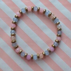 Gold and Pastel Beaded Stretch Bracelet